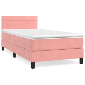 Vidaxl Box spring postelja z vzmetnico roza 90x190 cm žamet