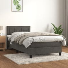 Greatstore Box spring postelja z vzmetnico temno siv 90x190 cm žamet
