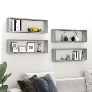 Vidaxl vidaXL Stenske police, 4 kosi, siv hrast sonoma, 80x15x26,5 cm