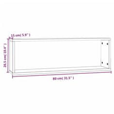 Greatstore Stenske kockaste police 4 kosi dim. hrast 80x15x26,5cm inž. les