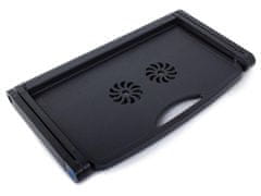 Verkgroup Zložljiva univerzalna hladilna miza in podloga za prenosnik 2x ventilator 1x USB črna