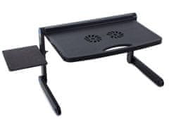 Verkgroup Zložljiva univerzalna hladilna miza in podloga za prenosnik 2x ventilator 1x USB črna