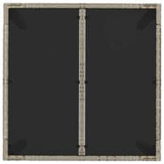 Vidaxl Vrtna miza s stekleno ploščo siva 90x90x75 cm poli ratan