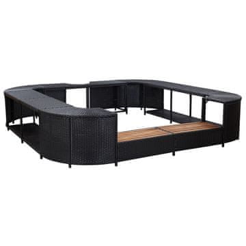 Vidaxl Kvadraten okvir za masažno kad črn 268x268x55 cm poli ratan