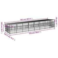 Vidaxl Zunanji pasji boks s streho jeklen 15,02 m²