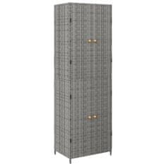 Vidaxl Vrtna omara za shranjevanje siva 59x40x180 cm poli ratan