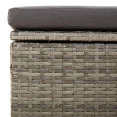 Greatstore Vrtni kotni kavč z blazino siv 57x57x56 cm poli ratan