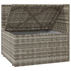 Greatstore Vrtni kotni kavč z blazino siv 57x57x56 cm poli ratan