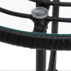 Greatstore Jedilna miza črne barve Ø50 cm kaljeno steklo in jeklo