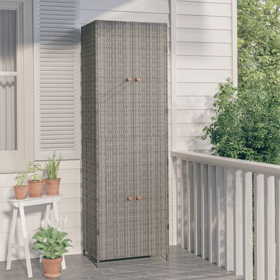 Vidaxl Vrtna omara za shranjevanje siva 59x40x180 cm poli ratan