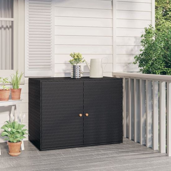 Vidaxl Vrtna omara za shranjevanje črna 100x55,5x80 cm poli ratan