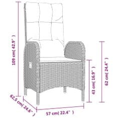 Vidaxl Vrtna sedežna garnitura 3-delna z blazinami črn poli ratan