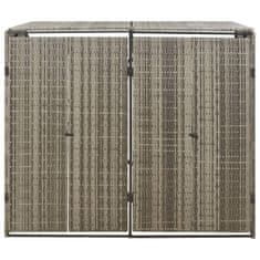 Vidaxl Dvojna lopa za smetnjake siva 140x80x117 cm poli ratan