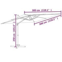 Vidaxl Vrtni senčnik z aluminijastim drogom taupe 300x300 cm