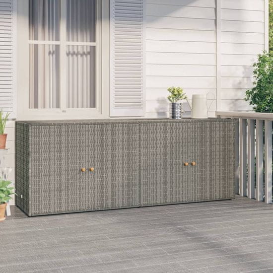 Vidaxl Vrtna omara za shranjevanje siva 198x55,5x80 cm poli ratan