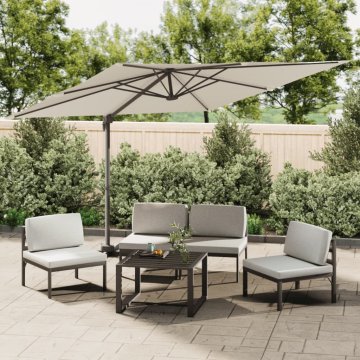 Vidaxl LED vrtni senčnik peščeno bel 400×300 cm