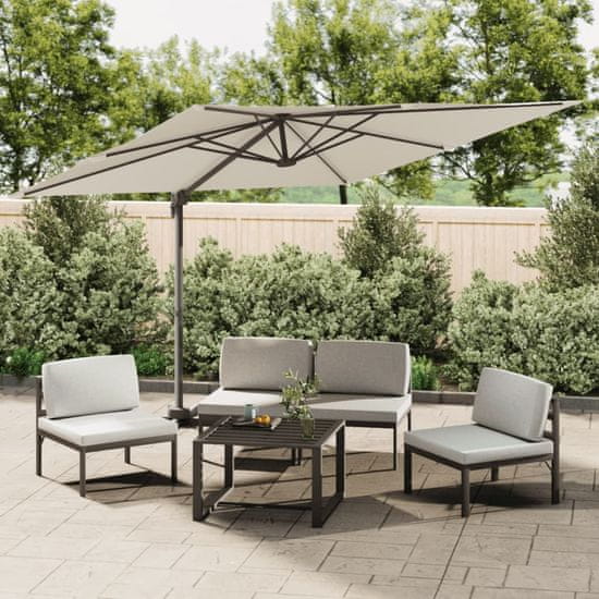 Vidaxl Vrtni senčnik z aluminijastim drogom peščeno bel 400x300 cm
