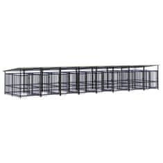 Vidaxl Zunanji pasji boks s streho jeklen 15,02 m²