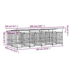Vidaxl Zunanji pasji boks s streho jeklen 7,51 m²