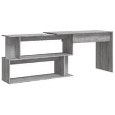 Vidaxl Kotna pisalna miza siva sonoma 200x50x76 cm inženirski les