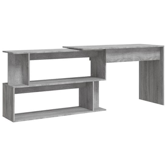 Vidaxl Kotna pisalna miza siva sonoma 200x50x76 cm inženirski les