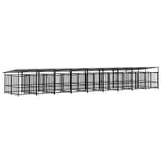 Vidaxl Zunanji pasji boks s streho jeklen 16,89 m²