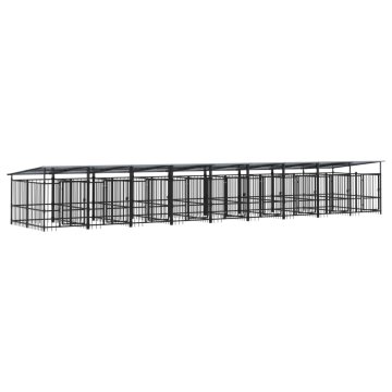 Vidaxl Zunanji pasji boks s streho jeklen 16,89 m²