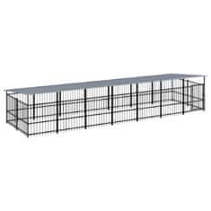 Vidaxl Zunanji pasji boks s streho jeklen 13,14 m²