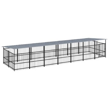 Vidaxl Zunanji pasji boks s streho jeklen 13,14 m²