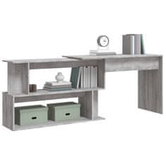 Vidaxl Kotna pisalna miza siva sonoma 200x50x76 cm inženirski les