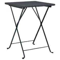 Vidaxl Zložljiva bistro miza črna 55x54x71 cm poli ratan