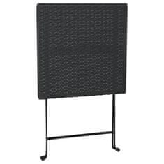 Vidaxl Zložljiva bistro miza črna 55x54x71 cm poli ratan