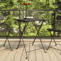 Vidaxl Zložljiva bistro miza črna 55x54x71 cm poli ratan