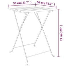 Greatstore Zložljiva bistro miza 55x54x71 cm trdna tikovina in jeklo