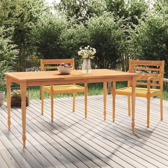 Vidaxl Batavia miza 150x90x75 cm trdna tikovina
