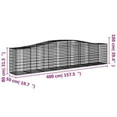 Vidaxl Obokana gabonska košara 400x50x80/100 cm pocinkano železo