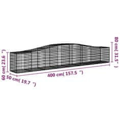 Vidaxl Obokana gabonska košara 400x50x60/80 cm pocinkano železo