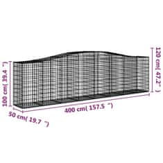 Vidaxl Obokana gabonska košara 400x50x100/120 cm pocinkano železo