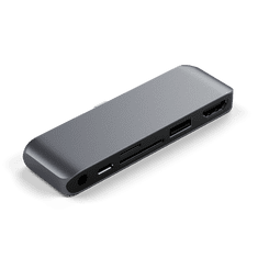 Satechi Mobile Pro USB-C priklopna postaja, 1 x USB-C PD, 1 x 4K HDMI, 1 x USB 3.0, MicroSD, 3,5 mm avdio, siv