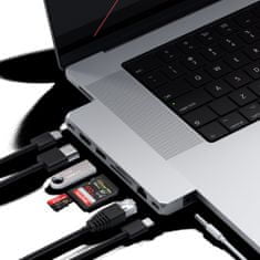Satechi Pro Max priklopna postaja, 1 x USB4, 1 x HDMI 4K 60Hz, 1 x USB-A3.0, 1 x micro/SD, 1 x Ethernet,1 x USB-C,1 x avdio, srebrna