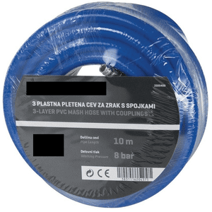 pletena cev s kovinskimi spojkami, PVC,  10 m