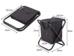 Volino Zložljiv stol s termo torbo Camping S - črn