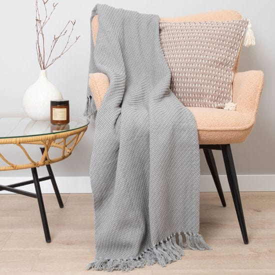 HOMLA Morris Plaid Coton Franges – Couverture Moelleuse 130x170 Cm Écru – Style Minimaliste & Doux