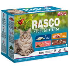 RASCO PREMIUM Kapsičky Cat Pouch Sterilized - 3x salmon, 3x cod, 3x duck, 3x turkey 1020 g