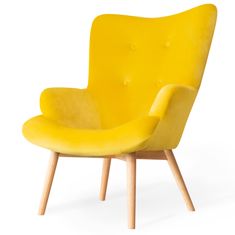 Homla MOSS žametni fotelj rumene barve 70x95 cm