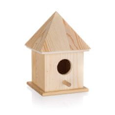 HOME DECOR Lesena ptičja hišica 10,4 x 10,4 x 15,5 cm, komplet 4 kosov