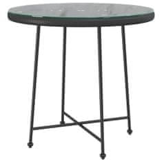Greatstore Jedilna miza črna Ø80 cm kaljeno steklo in jeklo
