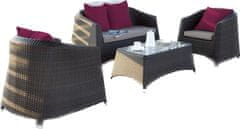 Dimenza Edinburgh siv komplet vrtnega pohištva iz ratana (2 fotelja, kavč, miza s kaljenim steklom)