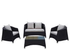 Dimenza Edinburgh siv komplet vrtnega pohištva iz ratana (2 fotelja, kavč, miza s kaljenim steklom)