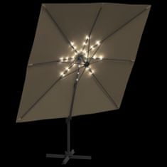 Greatstore LED vrtni senčnik taupe 400×300 cm